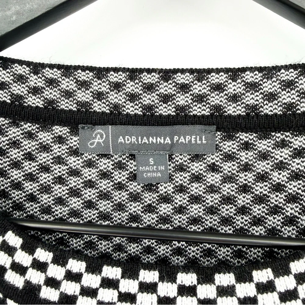 Adrianna Papell Micro Checkered Short Sleeve Knit Top Small